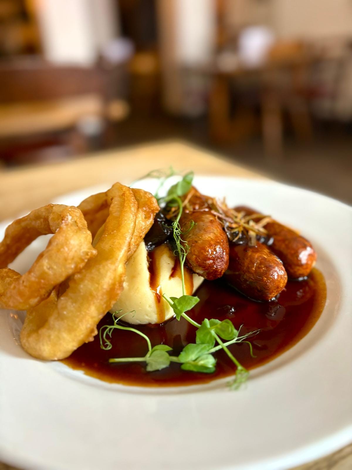 Sausage and mash at the White Hart